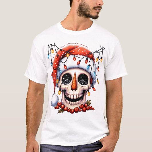 Frosty Jolly Skull Shirt Kerstmis Sneeuwman Skull (Voorkant)