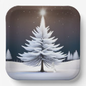 Frosty kerstboom met konijn papieren bordje (Voorkant)