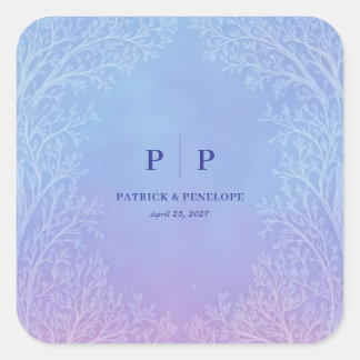Frosty Lavender Periwinkle Ethereal Tree Arch Vierkante Sticker