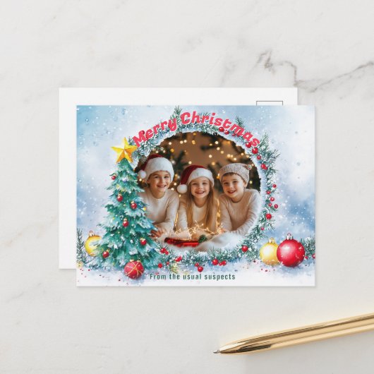 Frosty Lijst Holiday Feestdagenkaart (Voorkant / Achterkant in situ)