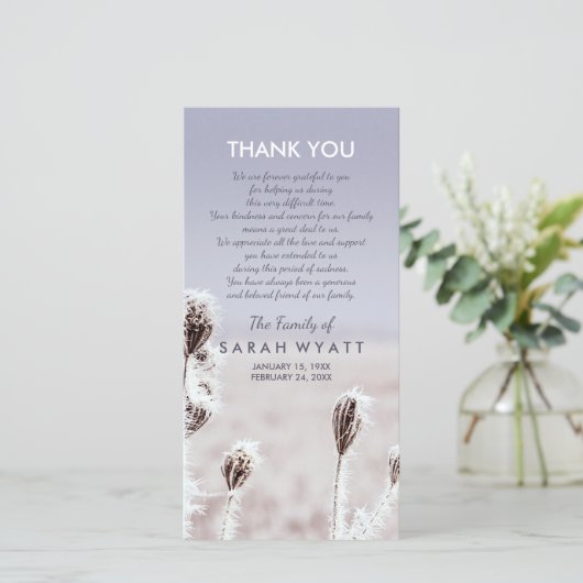 Frosty Meadow | Winter | Sympathie Hartelijk dank Bedankkaart (Staand voorkant)