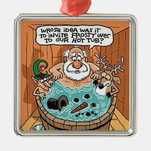 Frosty Melted Santa Scared kerstboomversiering Metalen Ornament (Voorkant)