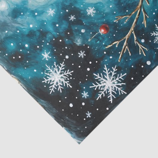 Frosty Night Snowman Whimsical Christmas Decoupage Tissuepapier (Detail)