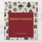 Frosty Nights • Minimalist Christmas Wine Label Wijn Etiket (Enkel label)
