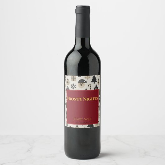 Frosty Nights • Minimalist Christmas Wine Label Wijn Etiket (Voorkant)