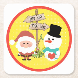 Frosty of Santa? Welke kant op met Kerstmis? Onder Kartonnen Onderzetters