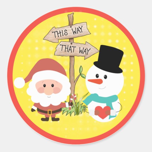 Frosty of Santa? Welke kant op met Kerstmis? Ronde Sticker (Voorkant)
