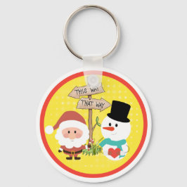 Frosty of Santa? Welke kant op met Kerstmis? Sleut Sleutelhanger