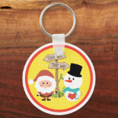 Frosty of Santa? Welke kant op met Kerstmis? Sleut Sleutelhanger (Voorkant)