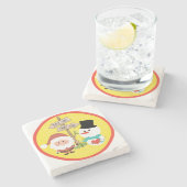 Frosty of Santa? Welke kant op met Kerstmis? Stenen Onderzetter (Zijkant)