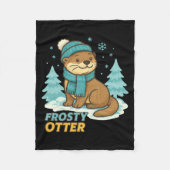 Frosty Otter Winter Charm Art Long Sleeve Fleece Deken (Voorkant)