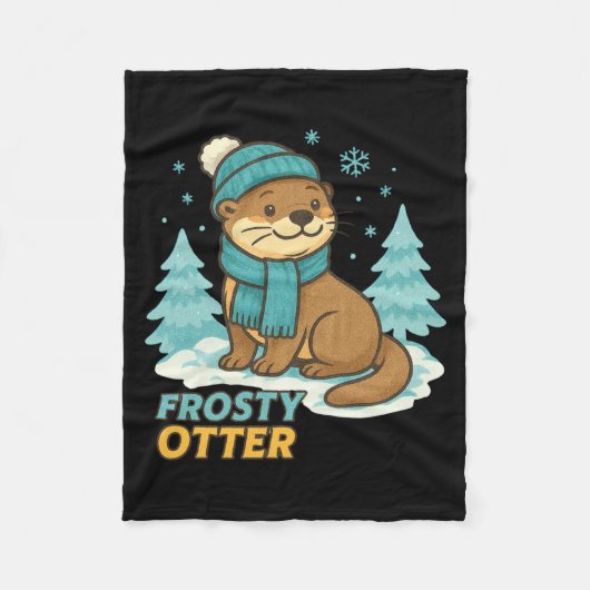 Frosty Otter Winter Charm Art Long Sleeve Fleece Deken (Voorkant)