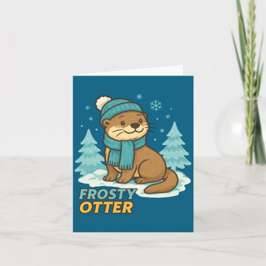 Frosty Otter Winter Charm Art Long Sleeve  Kaart (Voorkant)