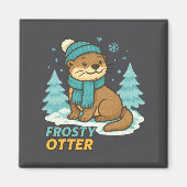 Frosty Otter Winter Charm Art Long Sleeve Magneet (Voorkant)