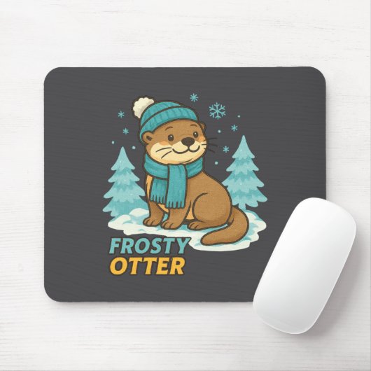 Frosty Otter Winter Charm Art Long Sleeve  Muismat (Met muis)