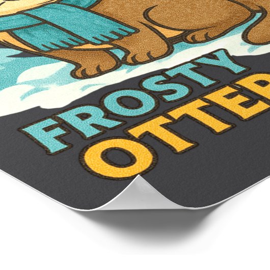 Frosty Otter Winter Charm Art Long Sleeve  Poster (Hoek)