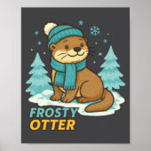 Frosty Otter Winter Charm Art Long Sleeve  Poster (Voorkant)