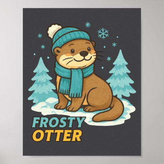 Frosty Otter Winter Charm Art Long Sleeve  Poster (Voorkant)