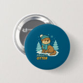 Frosty Otter Winter Charm Art Long Sleeve Ronde Button 5,7 Cm (Voorkant /achterkant)