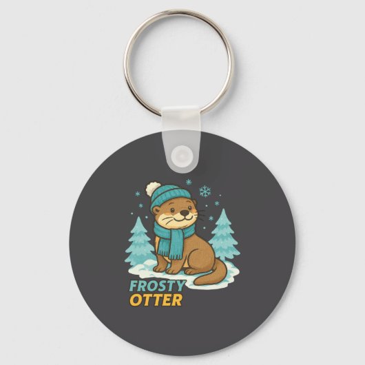 Frosty Otter Winter Charm Art Long Sleeve Sleutelhanger (Voorkant)