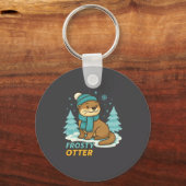 Frosty Otter Winter Charm Art Long Sleeve Sleutelhanger (Voorkant)