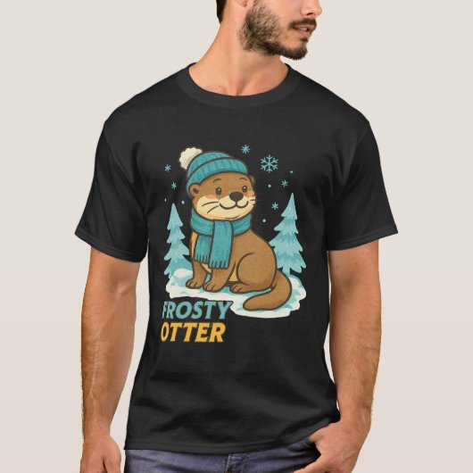 Frosty Otter Winter Charm Art Long Sleeve  T-shirt (Voorkant)