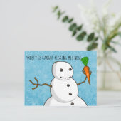 Frosty pakt zijn neus op feestdagenkaart (Staand voorkant)