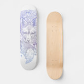 Frosty pastel purple fox in folio skate deck (Voorkant)
