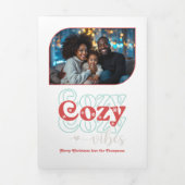 Frosty Peppermint Cozy Vibes Retro Christmas Photo Drieluik Wenskaart (Cover)