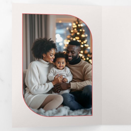 Frosty Peppermint Cozy Vibes Retro Christmas Photo Drieluik Wenskaart (Binnenzijde eerst)