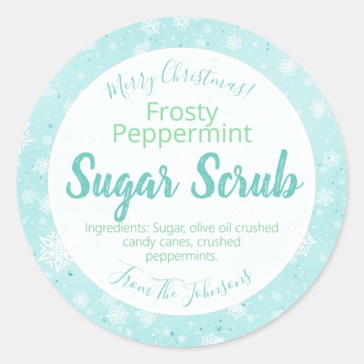 Frosty Peppermint-etiketten voor kerstsuiker Ronde Sticker (Voorkant)