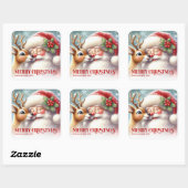 Frosty Personalized Santa and Rudolph Holiday Kids Vierkante Sticker (Vel)
