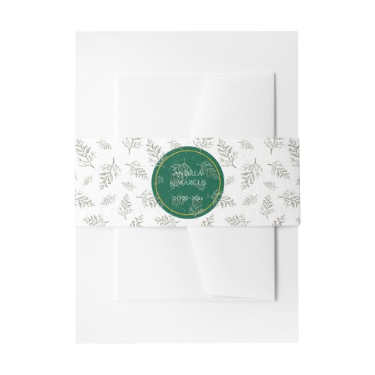 Frosty Pine Forest Green Wedding Uitnodigingen Wikkel (Voorkant Voorbeeld)