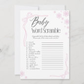 Frosty pink Bow Baby Word Scramble Game Kaart (Voorkant)