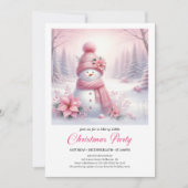 Frosty Pink Coquette Snowman Digital Christmas Kaart (Voorkant)