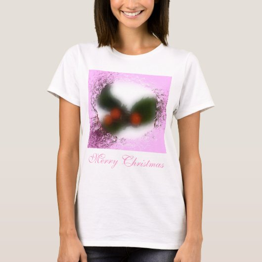 Frosty Pink Holly T-shirt (Voorkant)