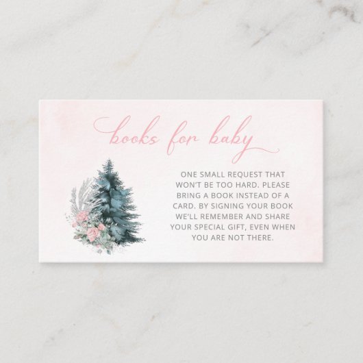Frosty Pink Winter Books for Baby Baby Shower Informatiekaartje (Voorkant)