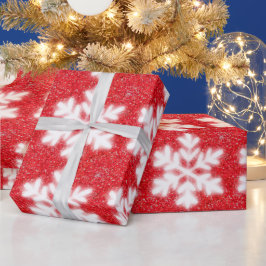 Frosty red North Pole sneeuwvlokken | sneeuw Cadeaupapier