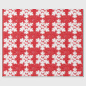 Frosty red North Pole sneeuwvlokken | sneeuw Cadeaupapier (Vlak)