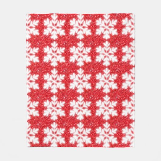 Frosty red North Pole sneeuwvlokken | sneeuw Fleece Deken (Voorkant)