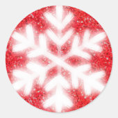 Frosty red North Pole sneeuwvlokken | sneeuw Ronde Sticker (Voorkant)