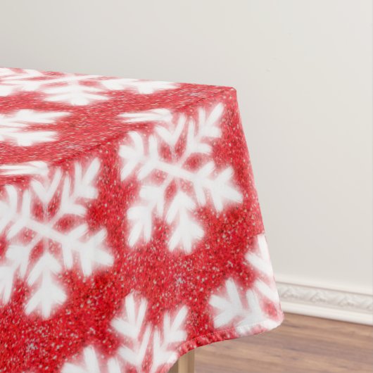 Frosty red North Pole sneeuwvlokken | sneeuw Tafelkleed (Voorbeeld)