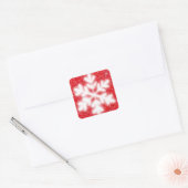 Frosty red North Pole sneeuwvlokken | sneeuw Vierkante Sticker (Envelop)