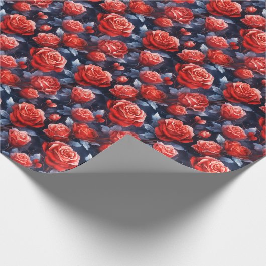  Frosty Red Roses 's nachts Cadeaupapier (Hoek)