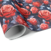  Frosty Red Roses 's nachts Cadeaupapier (Rol Hoek)