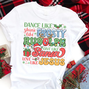 Frosty Rudolph Kerstman Jezus Christelijke Kerstmi Tri-Blend Shirt