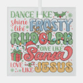 Frosty, Rudolph, Santa en Jezus Glas Ornament (Voorkant)