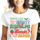 Frosty Rudolph Santa Jesus Christelijke kerst Tri-Blend Shirt