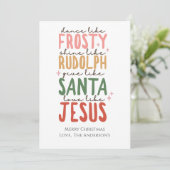 Frosty Rudolph Santa Jesus Kerstfeestdag Feestdagenkaart (Staand voorkant)