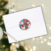 Frosty & Santa Snowmen Kerst Ronde Stickers